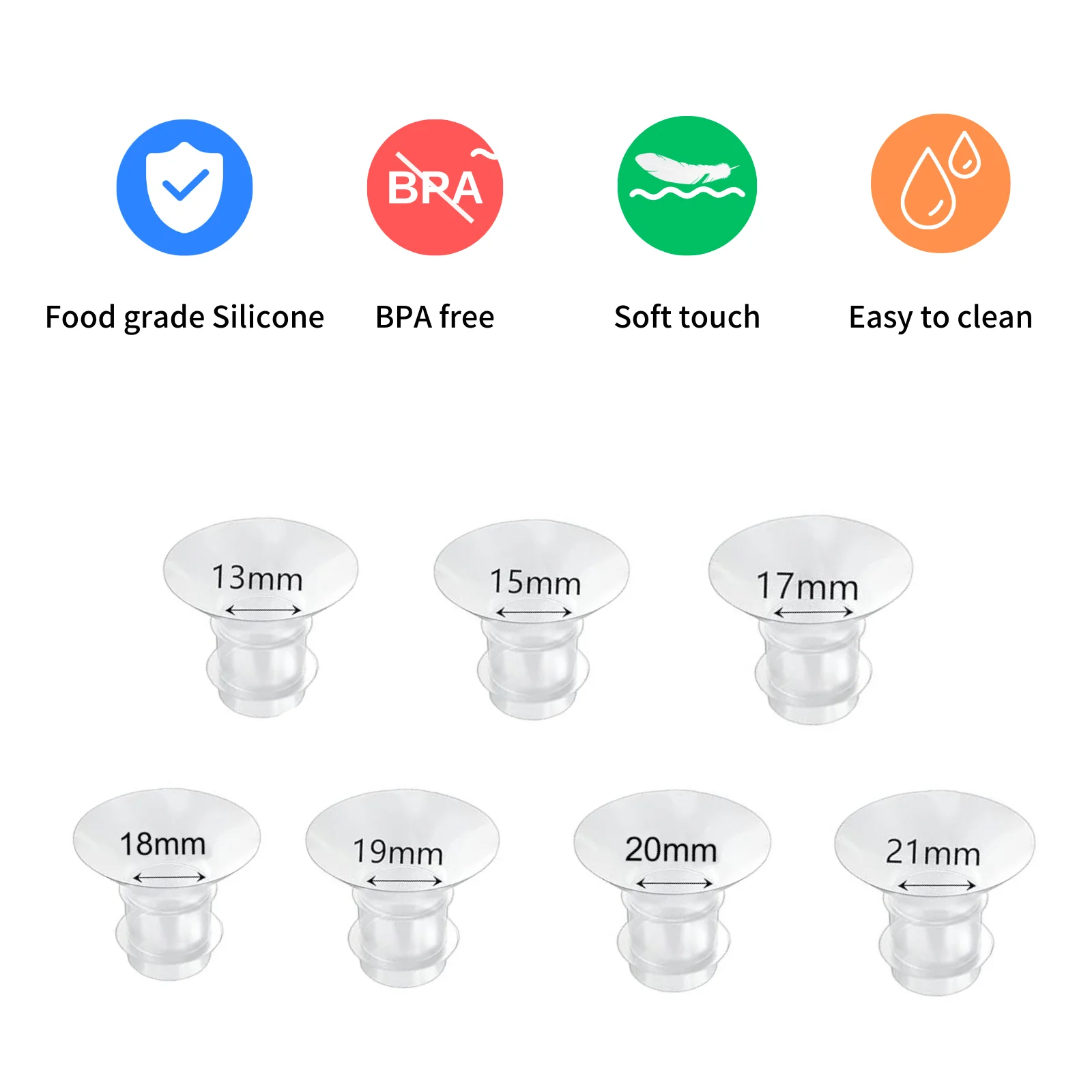 14Pc Flens Inserts 13/15/17/18/19/20/21Mm, Compatibel Met S9/S10/S12 Etc 24Mm Draagbare Borstkolf, Borstpomp Flens Invoegen