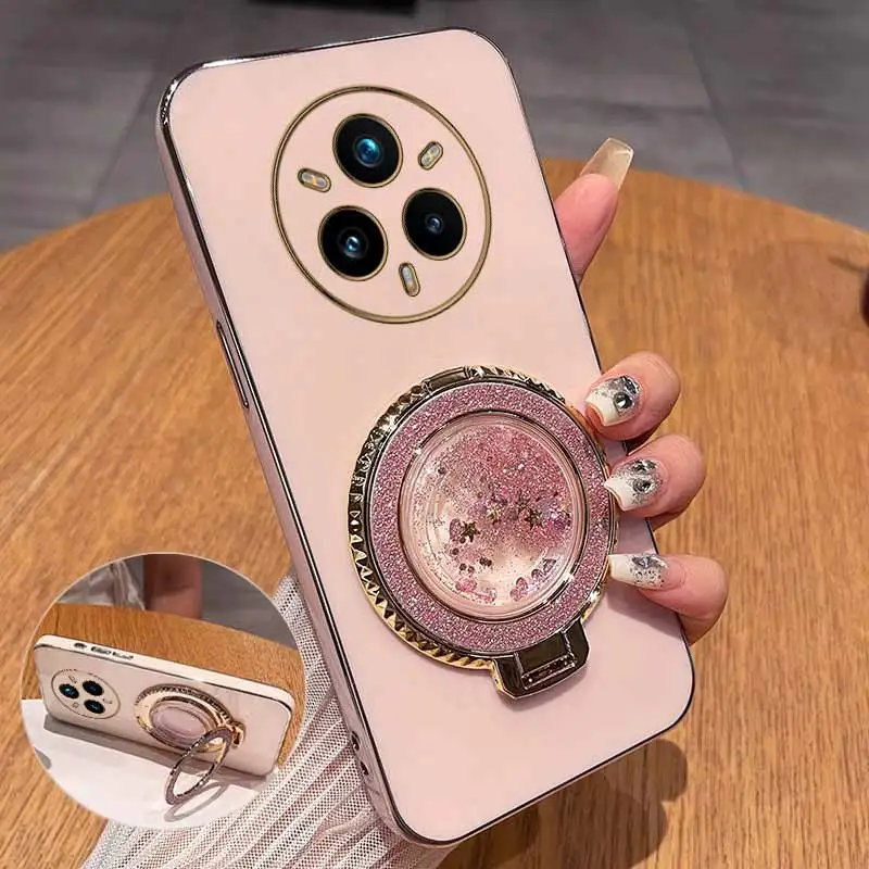 Elegant Circular Support Plated Phone Case Cover