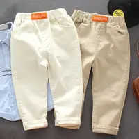 2-7 Y Toddler Children's Thin Khaki White Boys Casual Cotton Pants Girls Spring Summer Baby Kid Straight Leg Long Pants 1