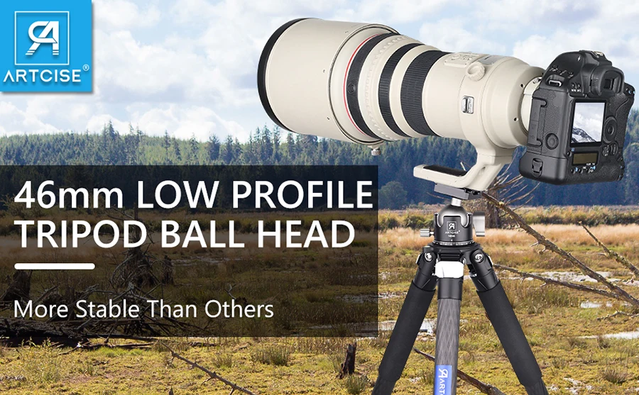 Description Picture 2 of itemARTCISE 46mm Low Profile Tripod Ball Head,All Metal CNC Single/Double Panorama Ball Head for Tripod, Camera DSLR Max Load 25kg