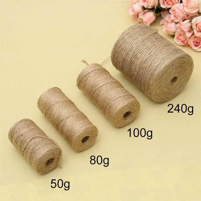 Natural Jute Twine Long Rope Crafts Gift Wrapping Packing Gardening Wedding Decor Vintage Cord String Burlap Sewing DIY