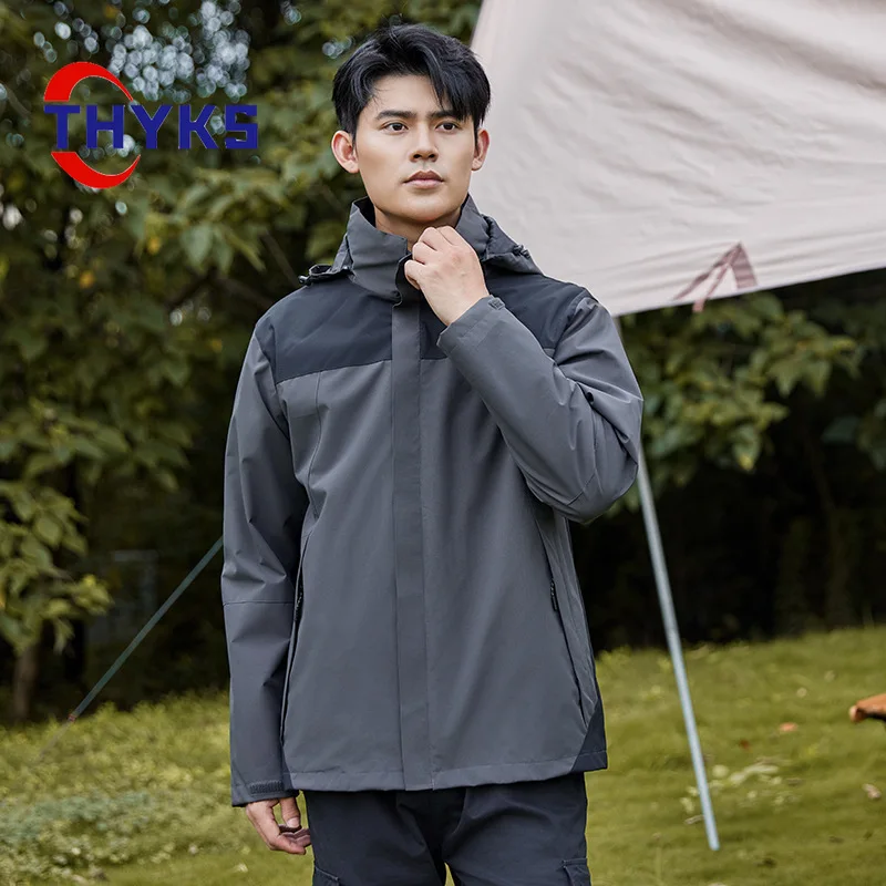 outdoor-hiking-jacket-hooded-men-fleece-waterproof-windproof-couple-two-piece-casual-comfortable-solid-color-mountaineering-suit