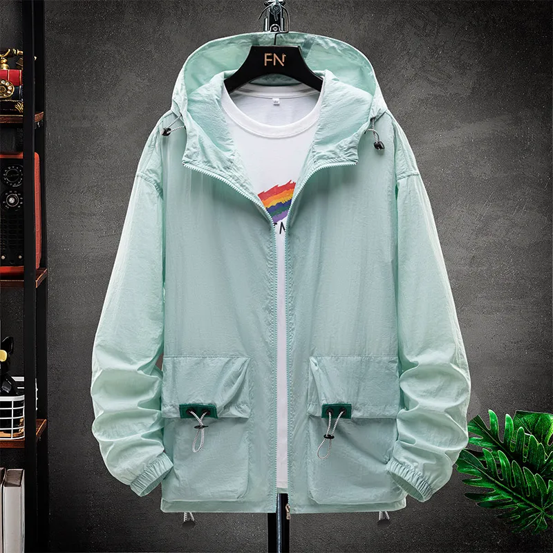 Männer Mantel Sonne UV Schutz Mit Kapuze Oversize 6XL 7XL 8XL Plus Größe Sommer Jacke Angeln Unisex Licht Atmungsaktive Sport Schnell Trocknend – Detail 14