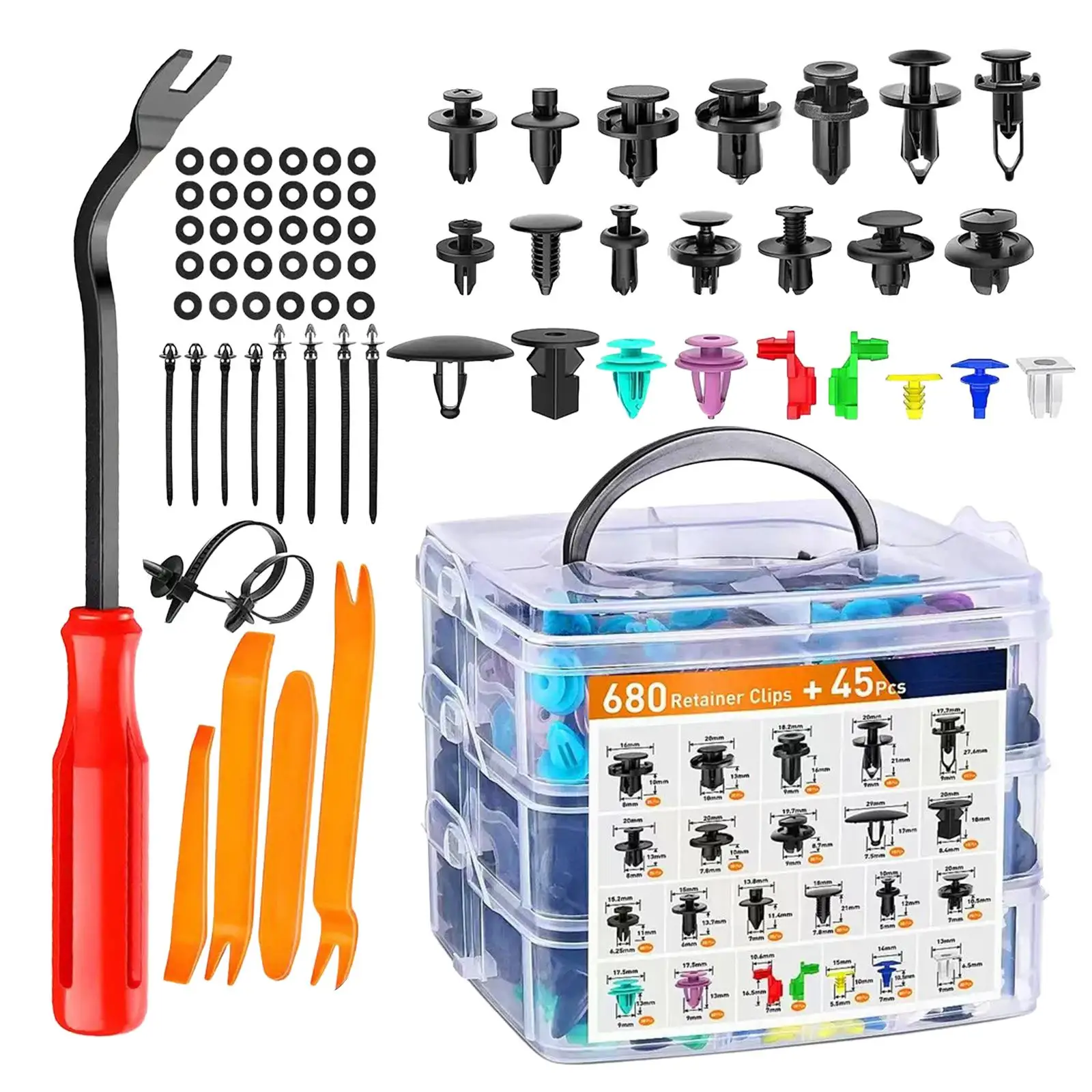 725Pcs Bumpers Retainer Clips Bumpers Push Fasteners Rivet Clips Tool Accessory