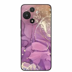 Marble Painted Silicone Back Cover with Lion Design - Black TPU Case for TCL 60R 5G (W04.CH.417)