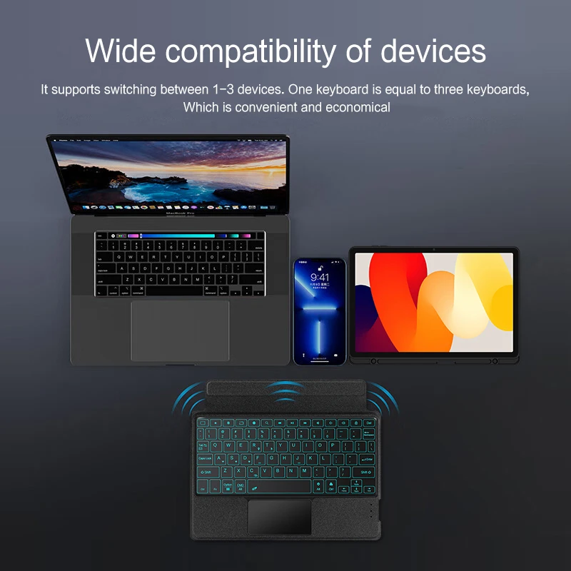Capa Destacável para Teclado sem Fio Capa para Tablet Touchpad Retroiluminado Suporte para Caneta s Xiaomi Redmi Pad se 11 2023 - Imagem 5
