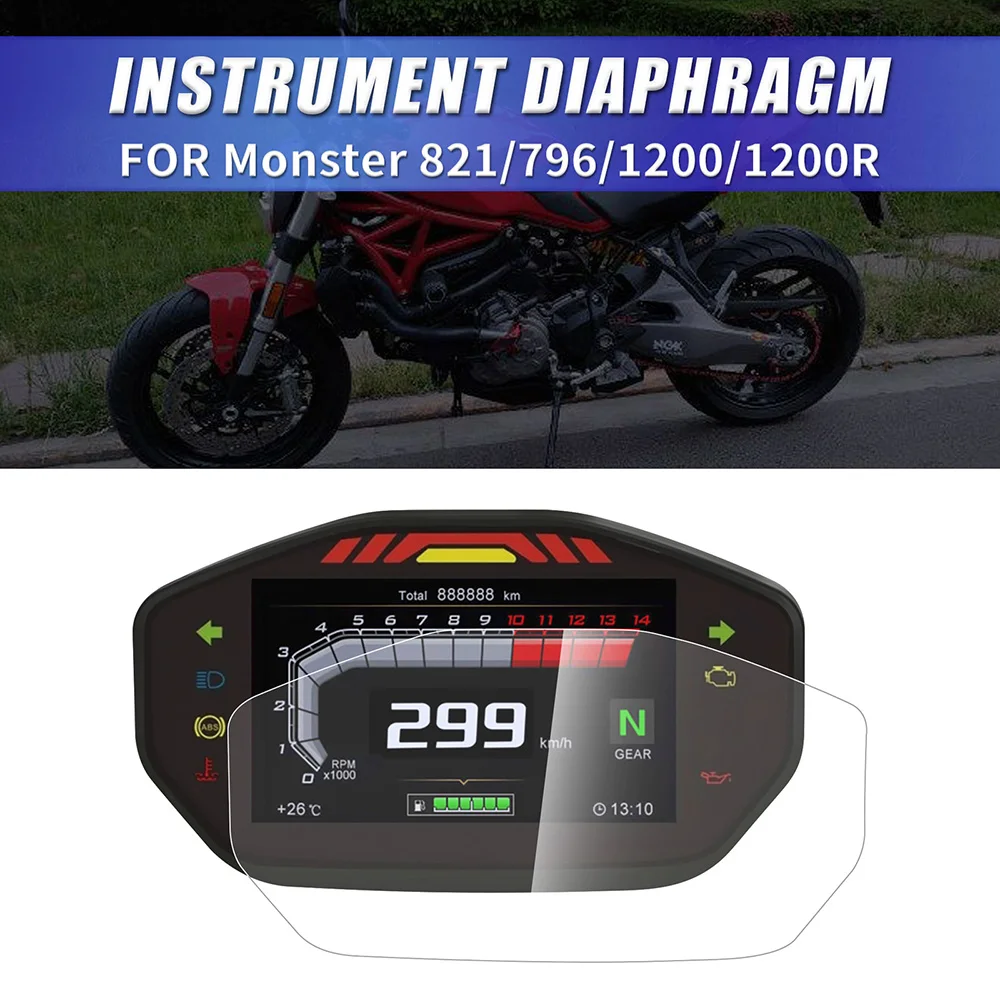

For DUCATI MONSTER 821/796/1200/1200R 14-on HYPERMOTARD 950 19-on Speedometer Film Instrument Cluster Scratch Protection Film