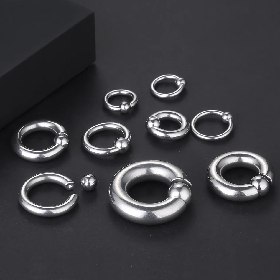 Stainless Steel Captive Bead Ring Nose Hoop Ball Closure Rings Ear Piercing Body Jewelry 20G-00G for Women Men 1pcs
