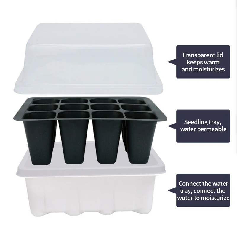 Seedling Box 12 Holes Sowing Nursery Pots Insulation with Lid Succulent Plant Seed Sprout Germination Seedling Pot