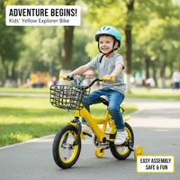 Vélo pour enfants de 12 pouces, vélo pour garçons et filles avec roues stabilisatrices, cadre robuste, frein de sécurité, siège confortable, cyclisme en plein air 2