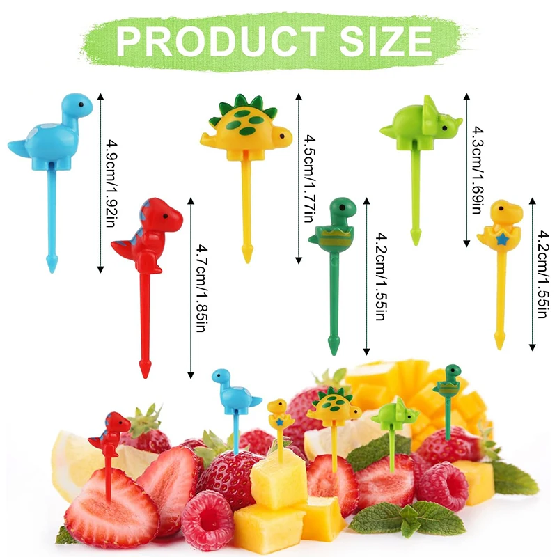 Food Picks Dinosaur Mini Fruit Forks Cute Animal Snack Dessert Toothpicks Kids Children Toddler Lunch Box Decor Accessories