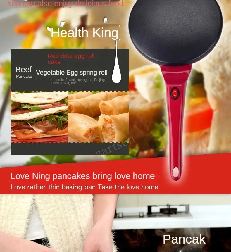 Description Picture 3 of itemElectric Crepe Maker Breakfast Pizza Machine Pancake Baking Pan Cake Non-stick Griddle Chinese Spring Roll Cooking Tools EU US