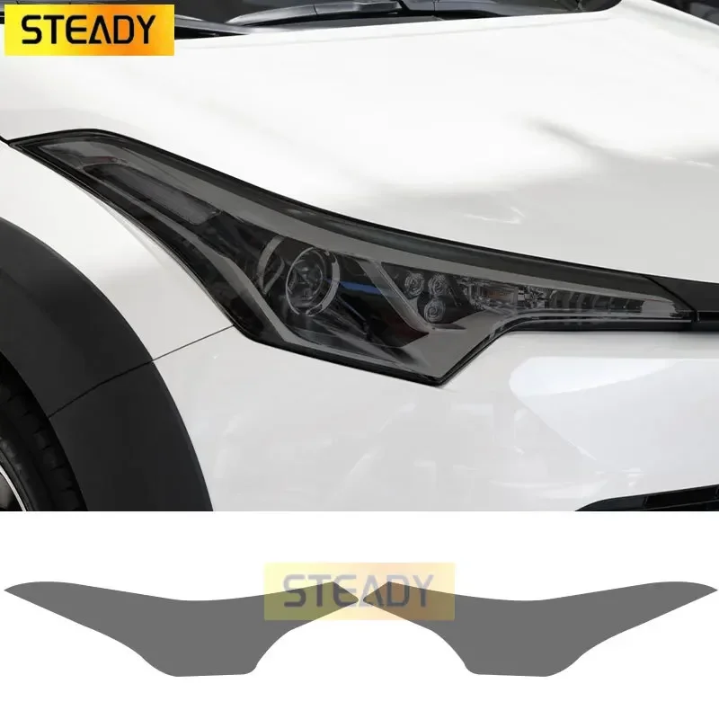 

2 Pcs Car Headlight Protective Film Front Light Transparent Smoked Black TPU Sticker For Toyota CHR 2018-On GR Sport 2021 2022