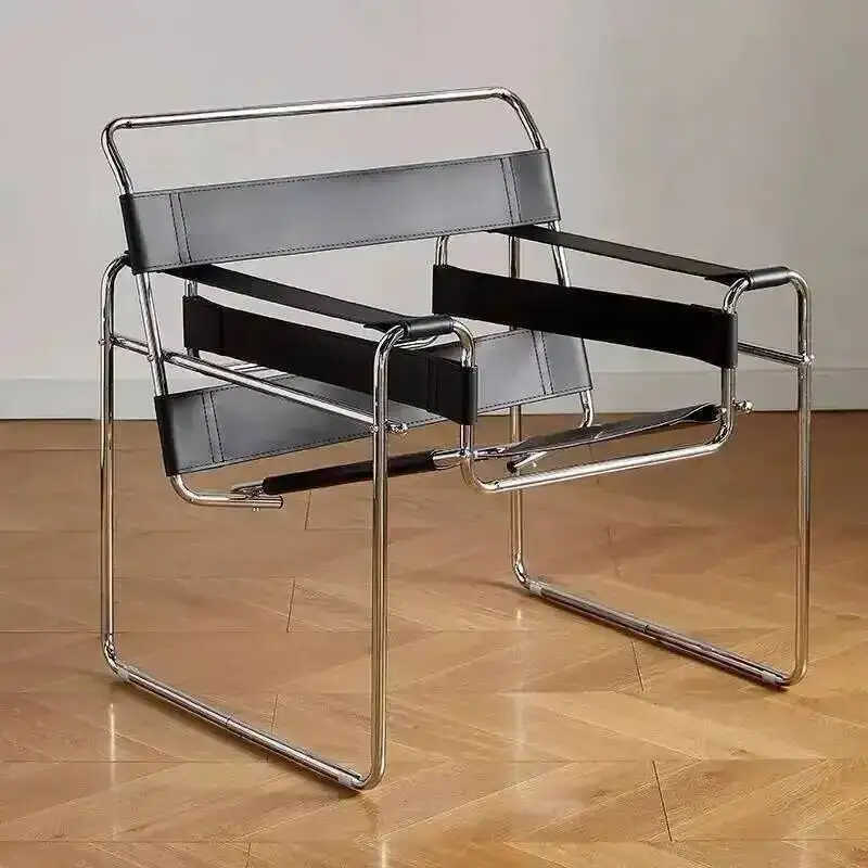 Sedia Industriale Vassili in Stile Nordico Medievale, Sedia Singola Bauhaus in Pelle a Sella, Sedia Lounge/Vanity di Tendenza, Arredamento - immagine 4