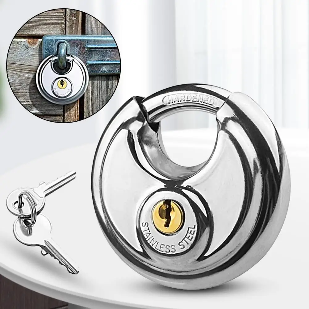 

1 Set Discus Lock Solid Construction Rust-proof Metal Warehouse Door Security Lock with 4 Keys Set Home Supplies