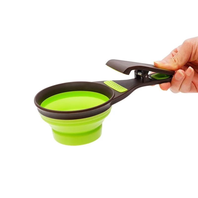 

Dog Cat Food Scoop with Bag Clip and Measuring Cup, Collapsible Pet Food Scoop for Cats, Dogs, and Small Pets