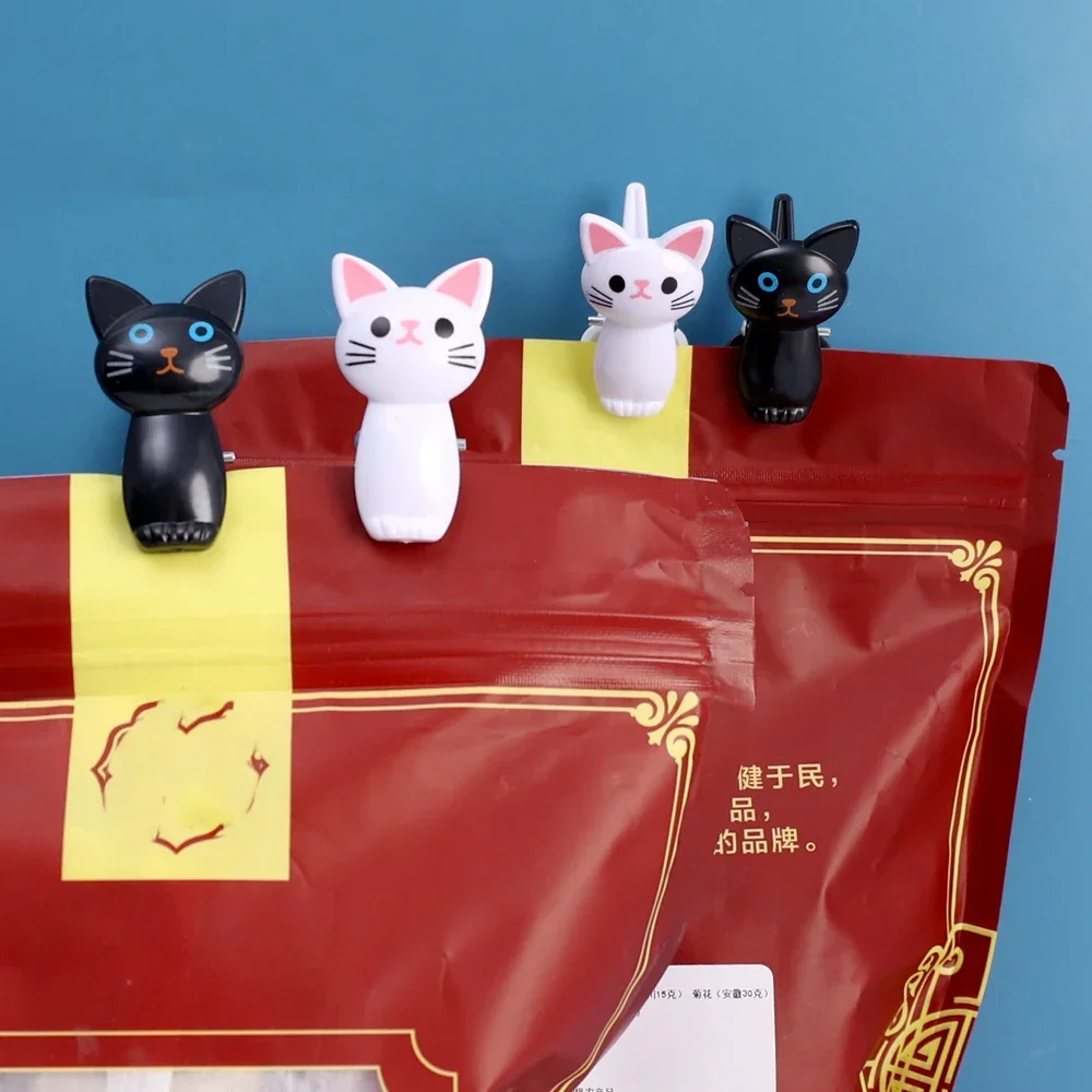 16/2Pcs Cat Shape Food Sealing Bag Clips Plastic Hanging Clothes Sock Clamps Office Desk Clip Photo Message Snack Storage Clamps 2