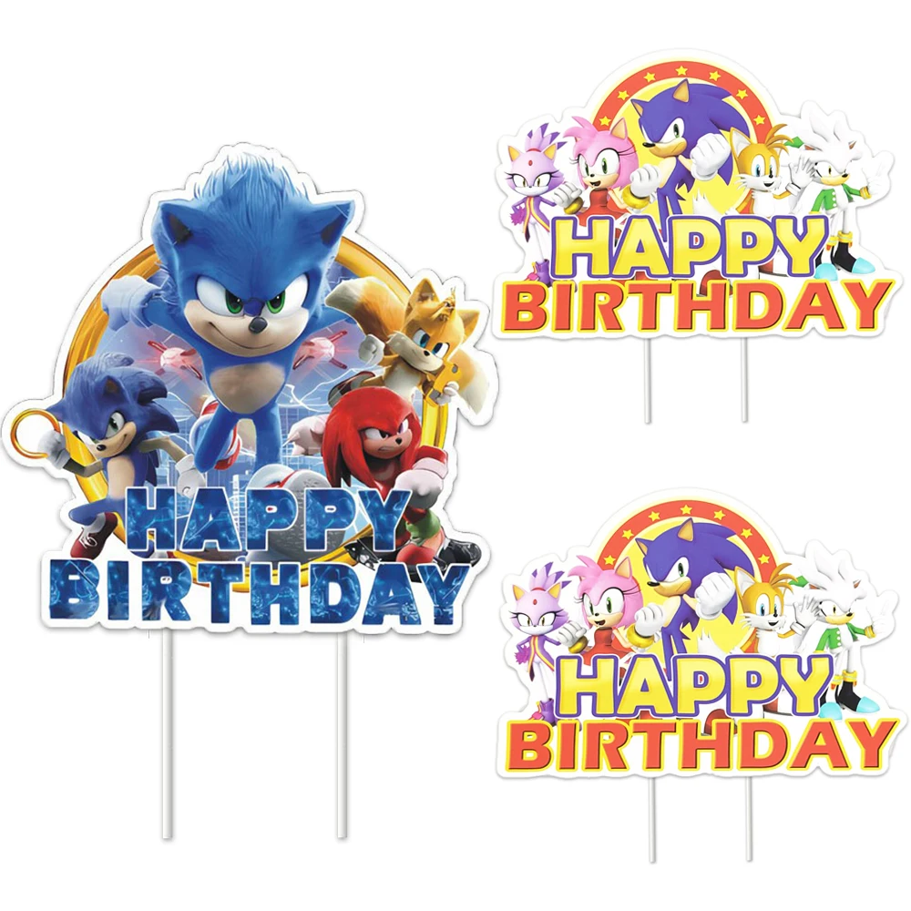 1pcs/lot Sonic Cartoon Theme Cake Decoration Cake Card Topper Kids Boys Birthday Party Supplies Baby Shower Cupcake Picks