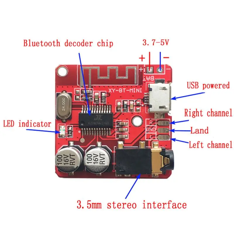 1-10pcs VHM-314 Bluetooth Audio Receiver Board Bluetooth 5.0 MP3 Lossless Car Audio Decoder Board Wireless Stereo Music Module audio decoder board