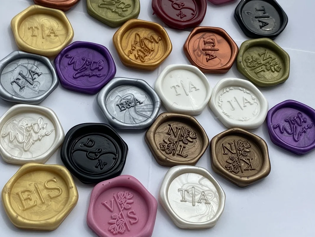 Personalizza Adesivi Con Sigillo Di Cera Per Matrimonio Per Il Tuo Logo O 2 Lettere Con Sigilli Di Cera Monogramma Autoadesivi Per Buste Di Carte Rega