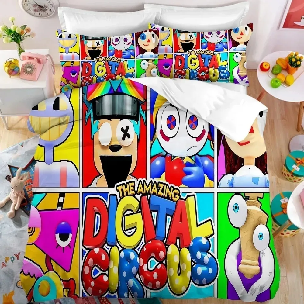 Biancheria da letto per bambini cm, set biancheria da letto Pomni con federa, il fantastico set biancheria da letto digitale del circo, regali di compleanno - immagine 6