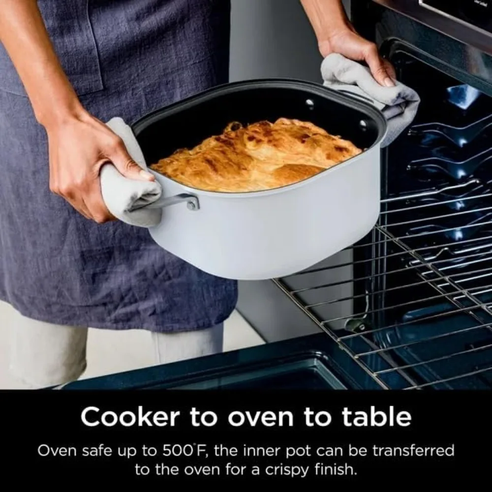 Slow Cooker 6.5 QT One-Pot Cooking Adjustable Temp Control Replaces 10 Cooking Tools Electric 6-in-1 Slow Cooker