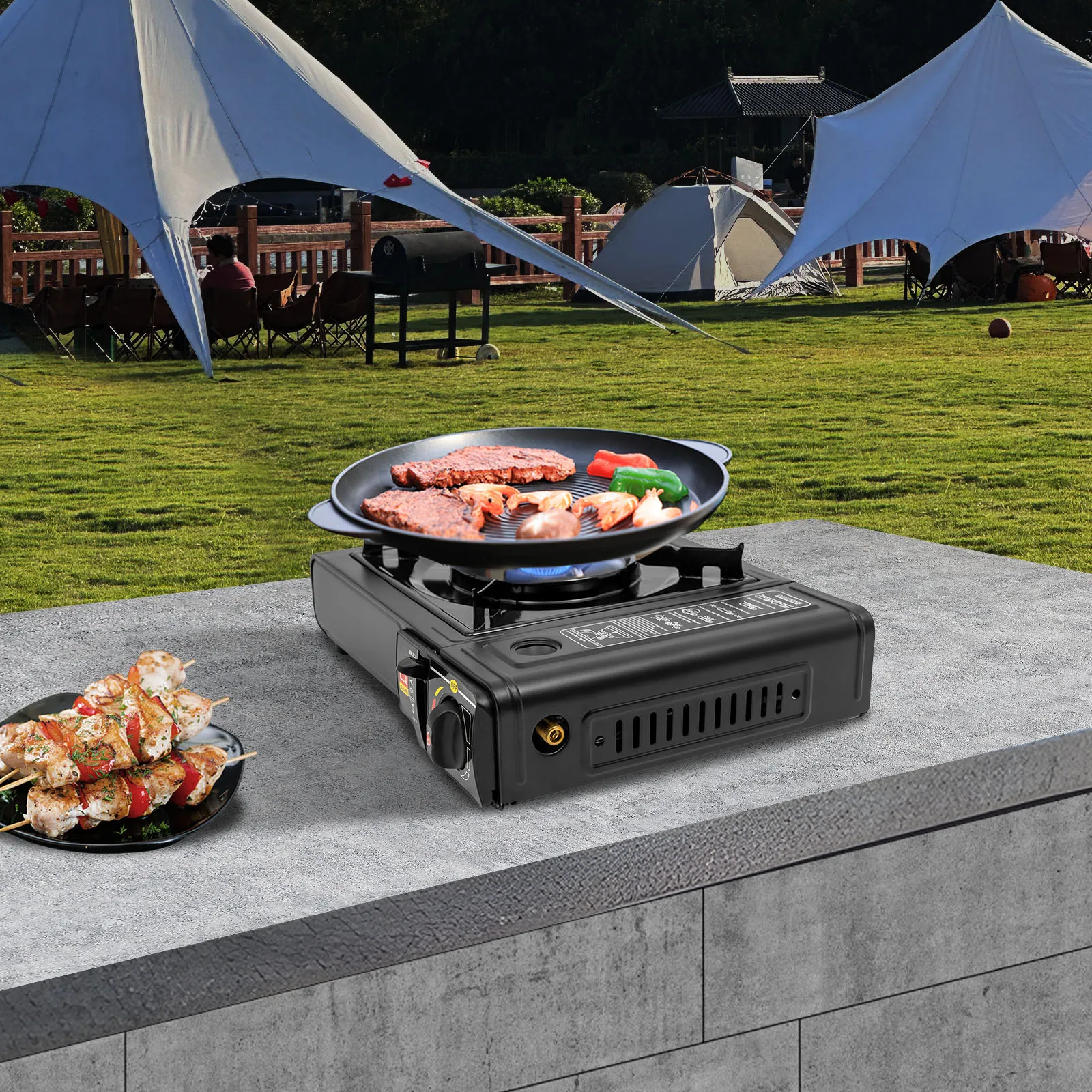 2500 W tragbarer Outdoor-Grill, Butan-LPG-Gasherd mit elektronischer Zündung für Camping, Picknick, Hinterhof, schnelle Erwärmung – Detail 4