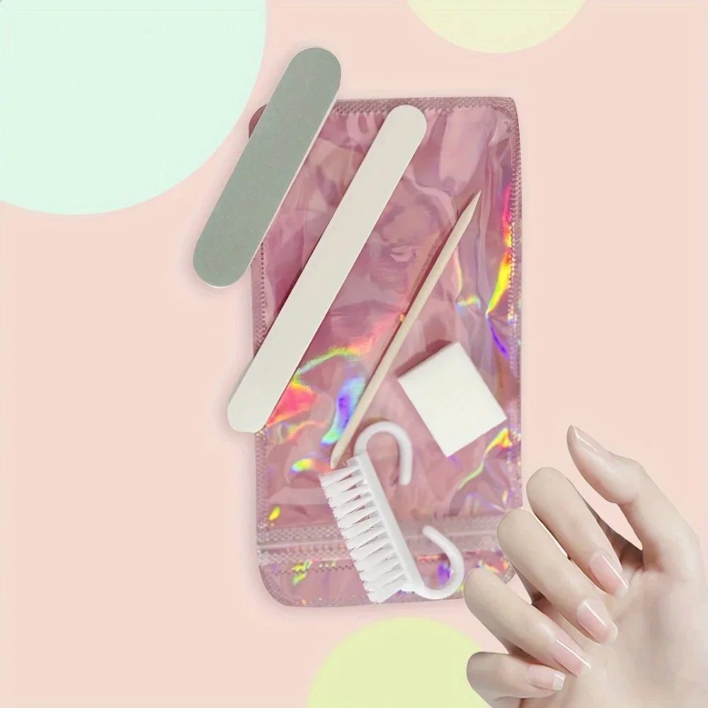 Nail Art Kit] 10-piece set, 5 pieces per pack, mini nail file and dead skin pusher set, two-sided nail file, wooden dead skin - 3
