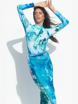 2023 Muslim Swimwear Women Modest Long Sleeves Sport Swimsuit 4pcs Islamic Burkinis Wear Bathing Suit