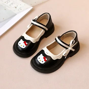 Sanrio hello kitty ragazze scarpe da principessa nuove ragazze scarpe in pelle autunno moda bambino singole scarpe casual sandali per bambini 1