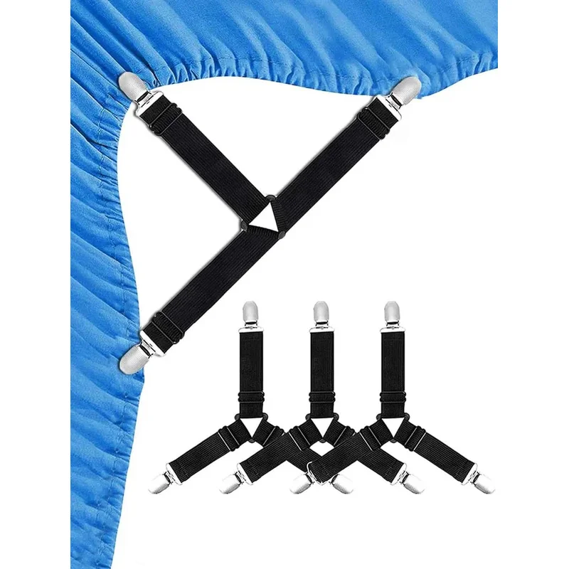 4 Pcs Triangle Bed Sheet Holders Fitted Sheet Clips Adjustable Suspenders Mattress Gripper Clips Bed Mattress Cover bed sheet holder