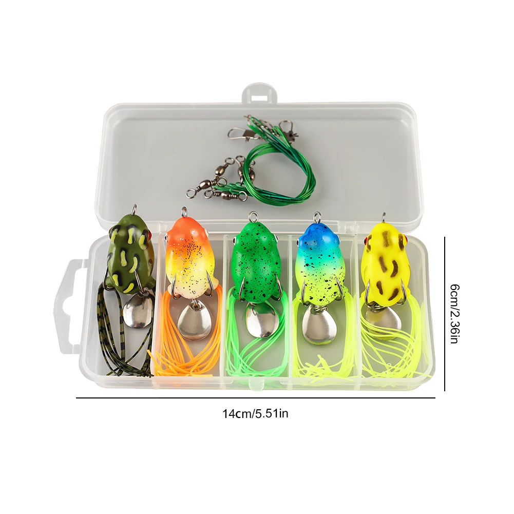 5Pcs Frog Soft Fishing Lures with Double Hooks 5