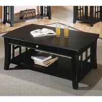 Cassidy Indoor Traditional with Storage and Shelf Rectangle Coffee Table, Black 2
