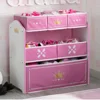 Princess Crown Multi-Bin Toy Organizer Storage Rack Kids 3  Metallic Gold Crown Emblems Easy Assembly Durable Wood and Fabric 4