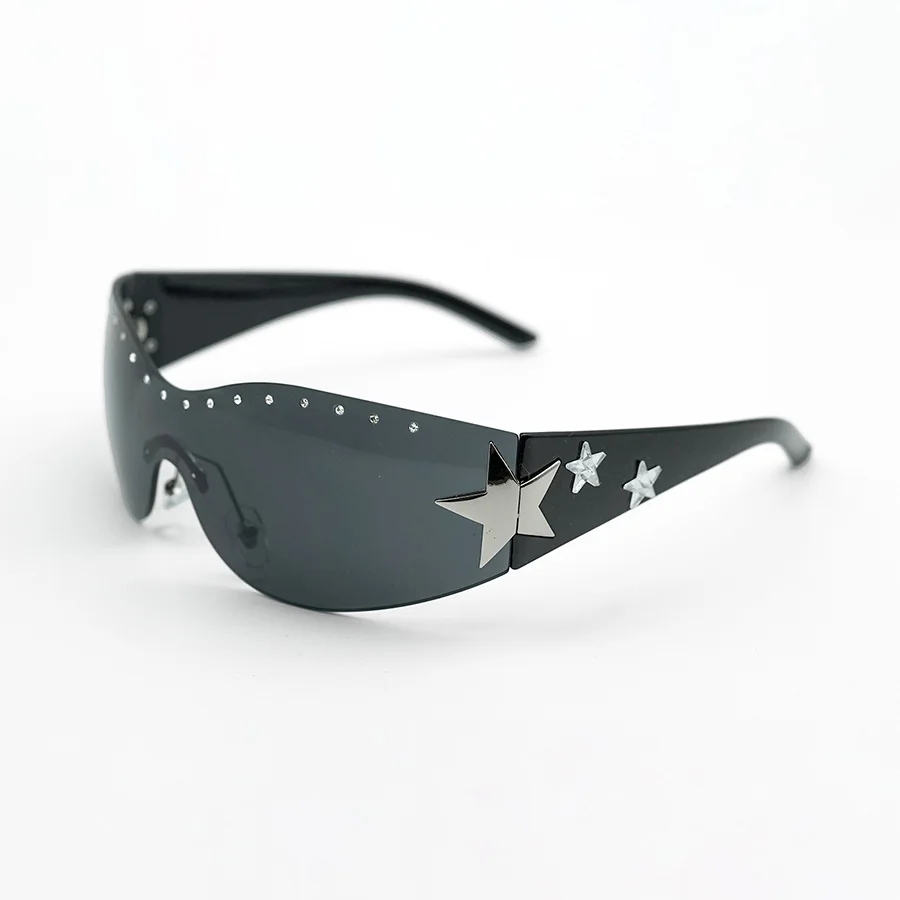 Large Frame Star Wrap Around Fashion Sunglasses - Y2K Style Summer Party Eyewear
