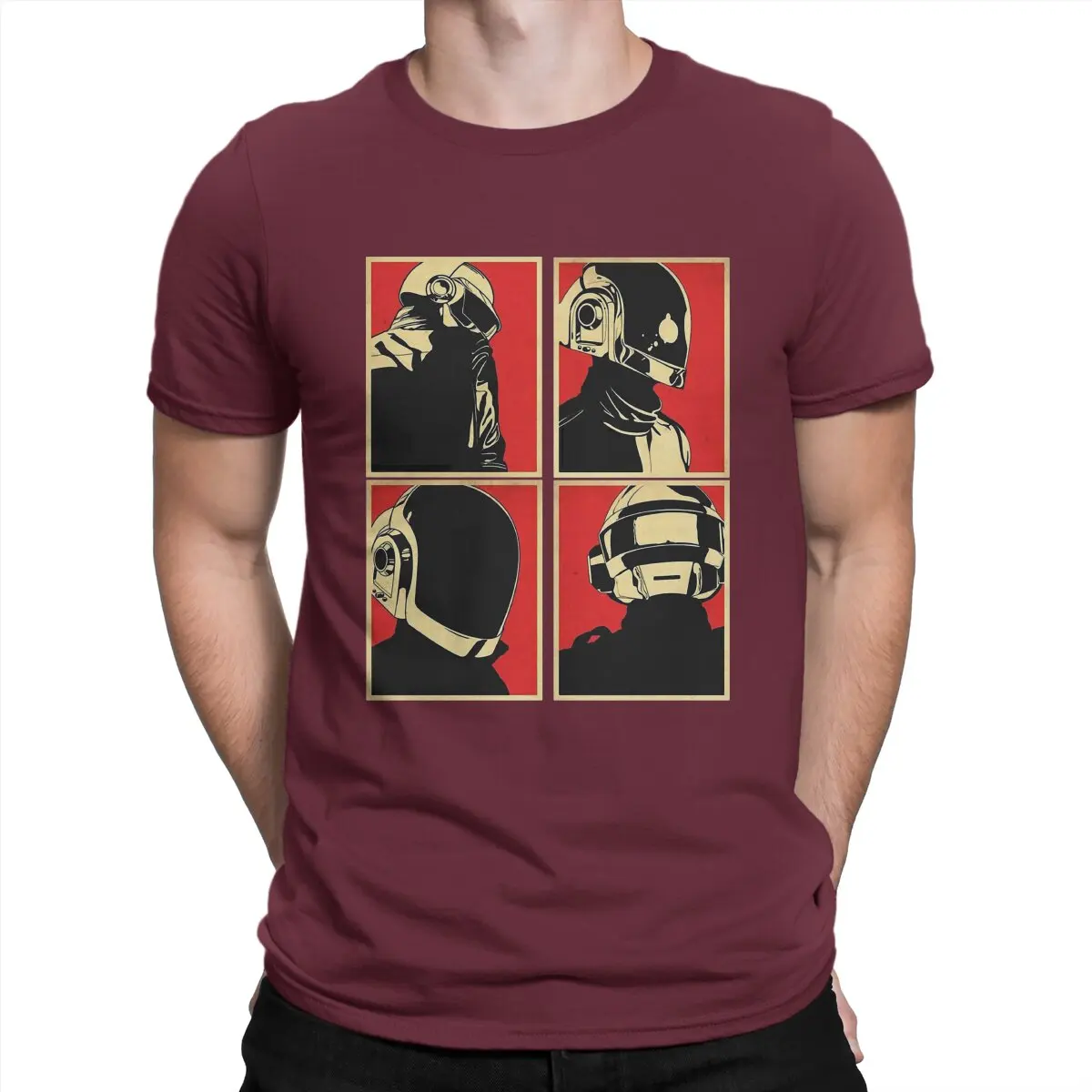 thumbnail image 1 of Camisetas de algodón con cuello redondo y manga corta para hombre, con diseño de banda de producción electrónica y humor., 1 of 7