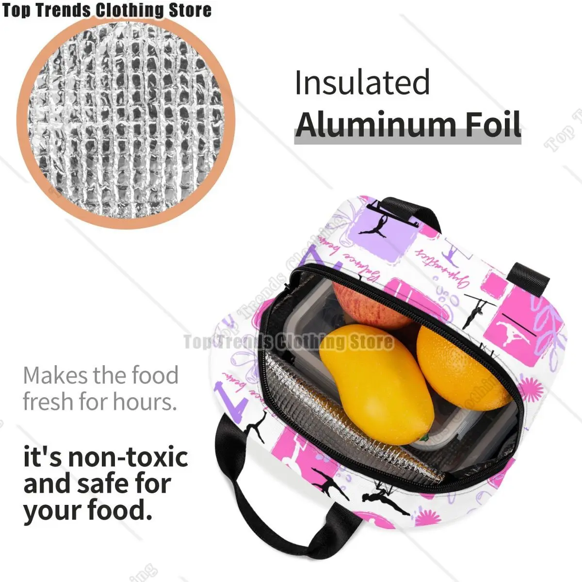 Dance Rhythmic Gymnastics Lunch Bag Women Warm Cooler Insulated Lunch Box for Adult Office