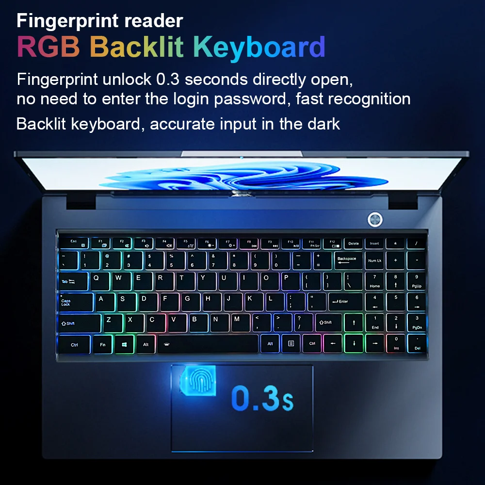 Ninkear A15 Air Laptop 15.6'' FHD IPS AMD Ryzen 5 4600H Up to 4.0GHz 16GB DDR4+512GB SSD RGB Backlit Keyboard Fingerprint Unlock