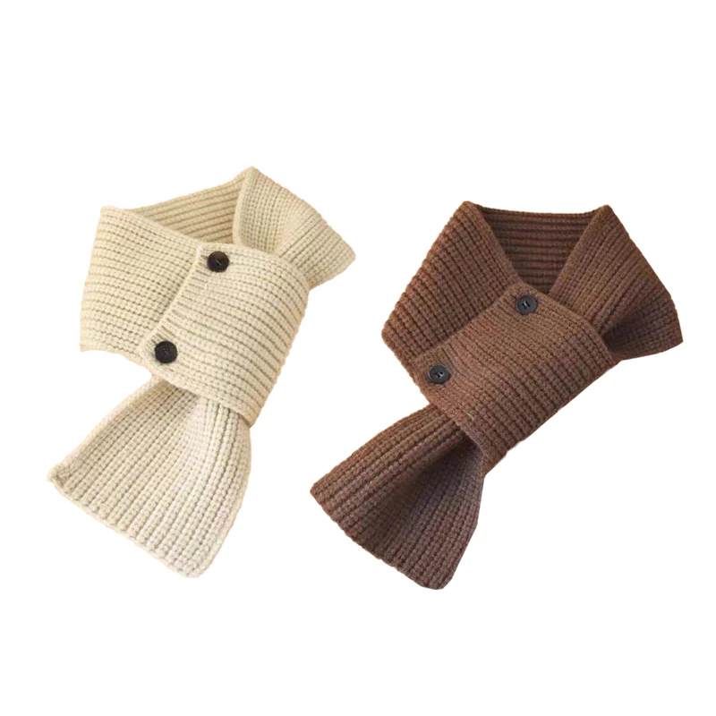 Children's Scarf Button Versatile Fashion Street Warm Woolen Neck Scarf For Middle-aged And Older Children And Students