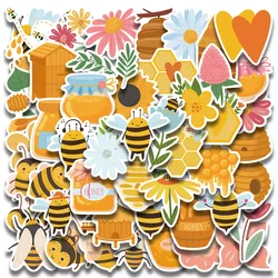 50pcs Cute Cartoon Honey Bee Flower Stickers For Luggage Guitar Phone Skateboard Waterproof Graffiti Laptop Decals Kids Toy