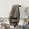 Knitted Backpack for Women Girls Large Capacity Travel Backpack Student Schoolbag Houndstooth Pattern 4