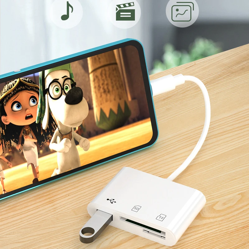 OTG 2.0 Type C Card Reader Adapter for Macbook PC USB-C Android Phone Laptop PC Notebook Micro SD TF USB Disk Memory Card Reader 4