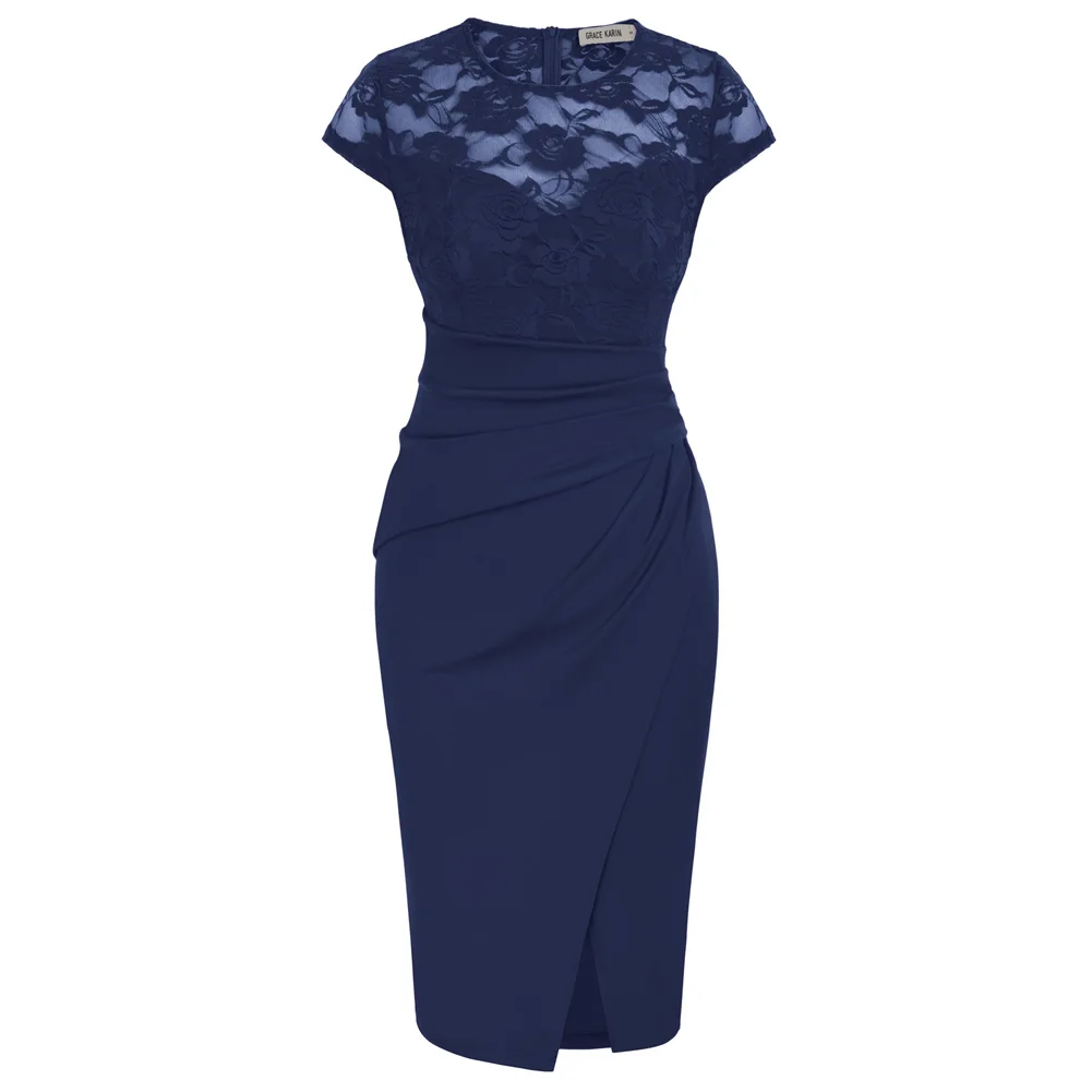 GRACE KARIN Elegante bodycon jurk voor dames, mouwloos, ronde hals