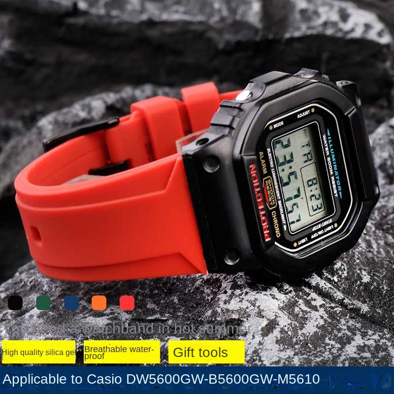 Cinturino In Gomma Per G-Shock Casio Dw-5600 Gw6900 Dw5600 Gw-B5600 Gm-5600 Gw-M5610 Cinturino Sportivo Da Esterno In Silicone Impermeabile 16Mm