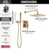 Delta Faucet Modern Raincan 2-Setting Square Shower System Including Rain Shower Head and Handheld Spray Gold 3