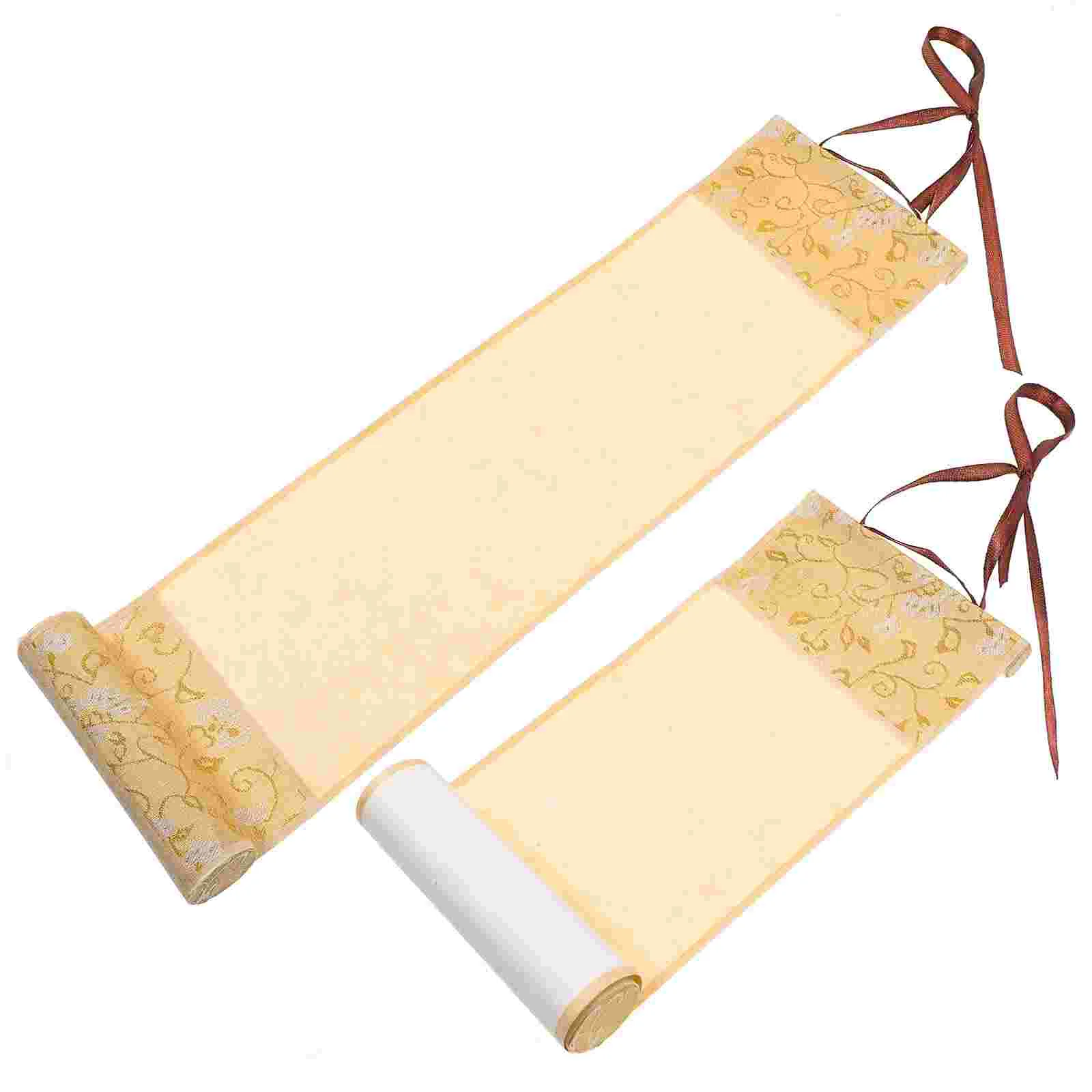 

2 Pcs Portable Reel Calligraphy Blank Scroll Chinese Rice Paper Scrolls Painting