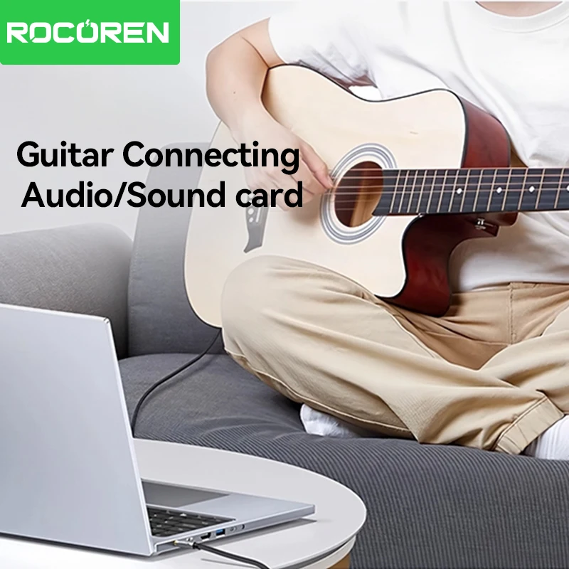 Rocoren 3.5mm 6.5mm 오디오 잭 케이블 컴퓨터 노트북 헤드셋 사운드 카드 핸드폰 DVD 앰프 남성용 오디오 케이블