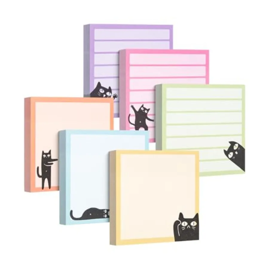 19050-90dcf1.jpg - Black Cat Sticky Notes Set, 3" x 3", 6 Pads, 480 Sheets, Black Cat Sticky Notes, Memo Pads, Self-Stick Note Pad for Office, S