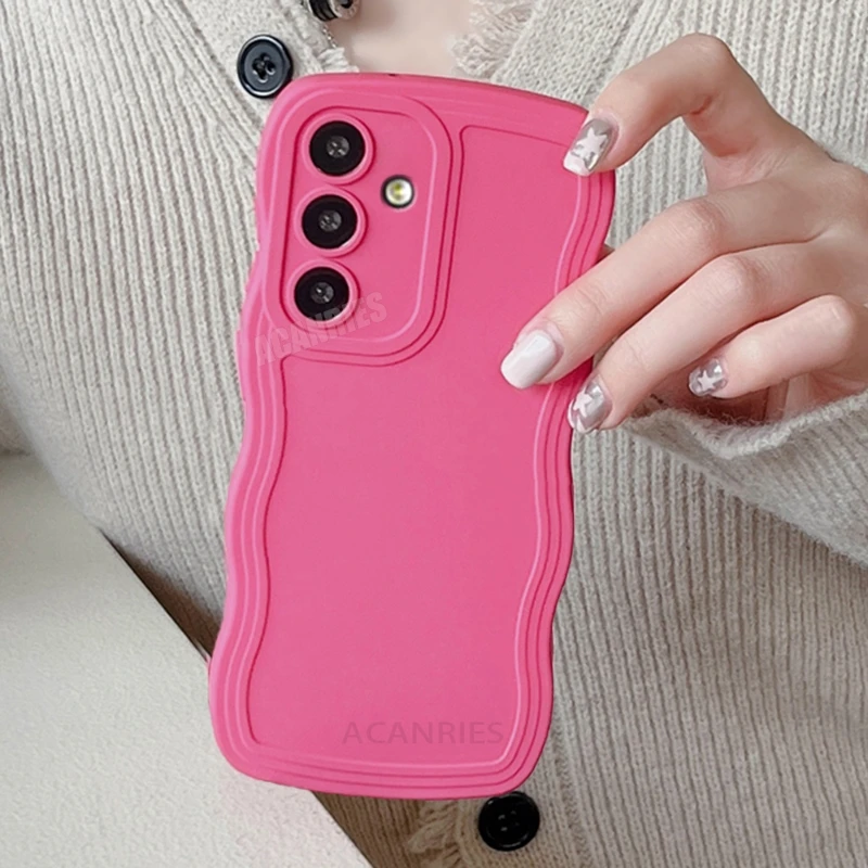 Cute Wavy Liquid Silicone Bumper Protective Case - Pink