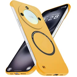 Magnetic Slim Frameless Phone Case - Matte Anti - Scratch PC Cover, Borderless Shockproof Armor - Honor X40i (Yellow)